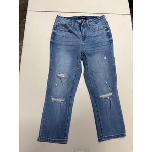 JUDY BLUE CAPRI FIT WOMENS DISTRESSED JEANS SIZE 29 BLUE COLOR.